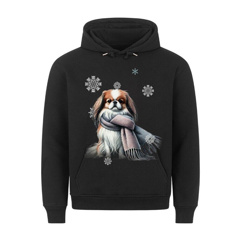 Premium Hoodie "Japanese Chin Winter" Schwarz – hunde-shirt.de