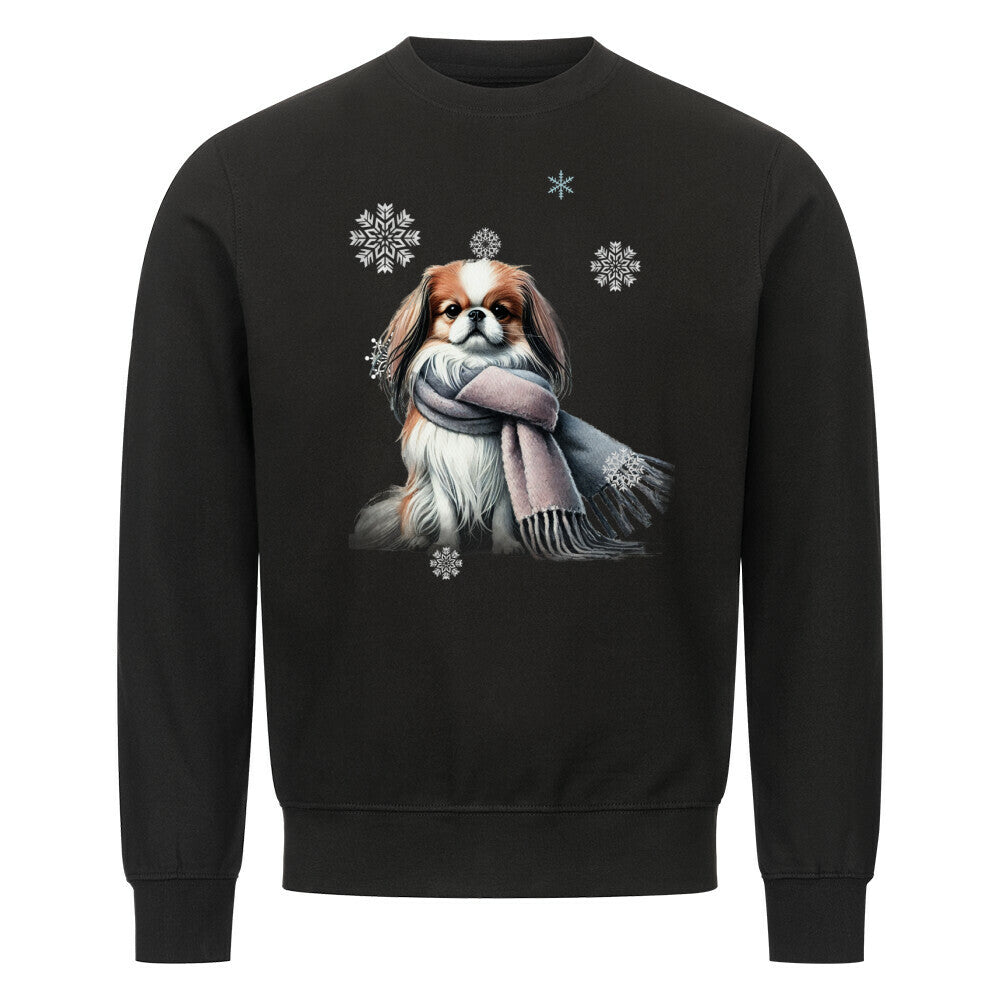 Premium Sweatshirt "Japanese Chin Winter" Schwarz – hunde-shirt.de