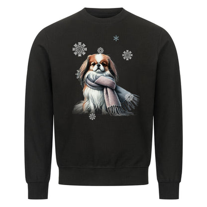 Premium Sweatshirt "Japanese Chin Winter" Schwarz – hunde-shirt.de
