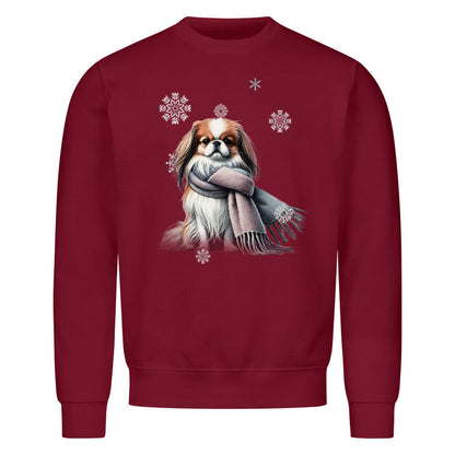 Premium Sweatshirt "Japanese Chin Winter" Burgunder – hunde-shirt.de