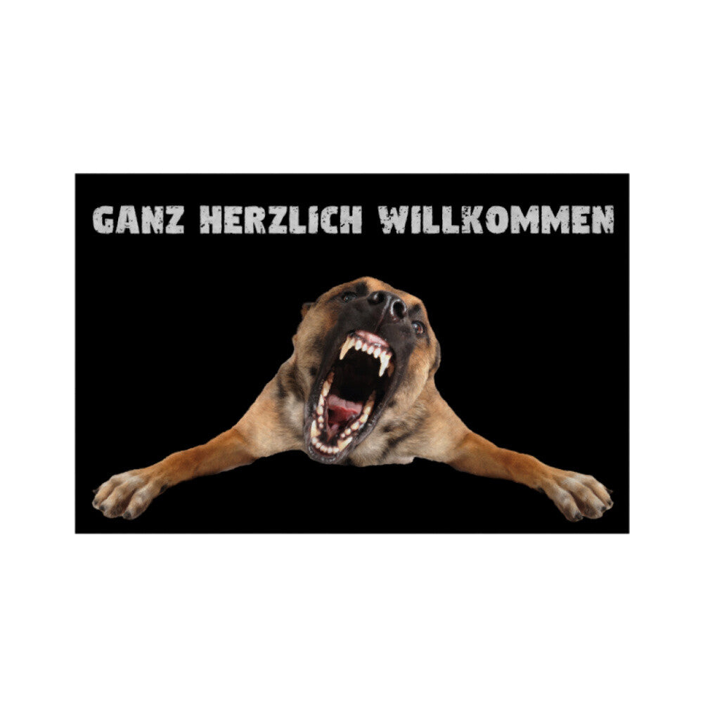 Fußmatte "Malinois Ganz Herzlich Willkommen" Weiß – hunde-shirt.de