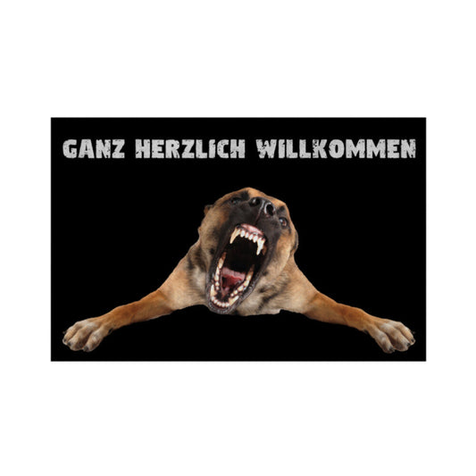 Fußmatte "Malinois Ganz Herzlich Willkommen" Weiß – hunde-shirt.de