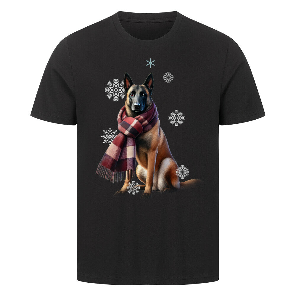 Premium T-Shirt "Malinois Winter" Schwarz – hunde-shirt.de