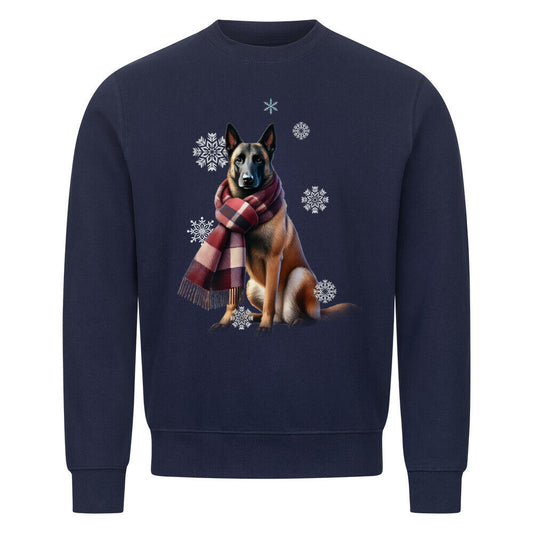Premium Sweatshirt "Malinois Winter" Navy Blue – hunde-shirt.de