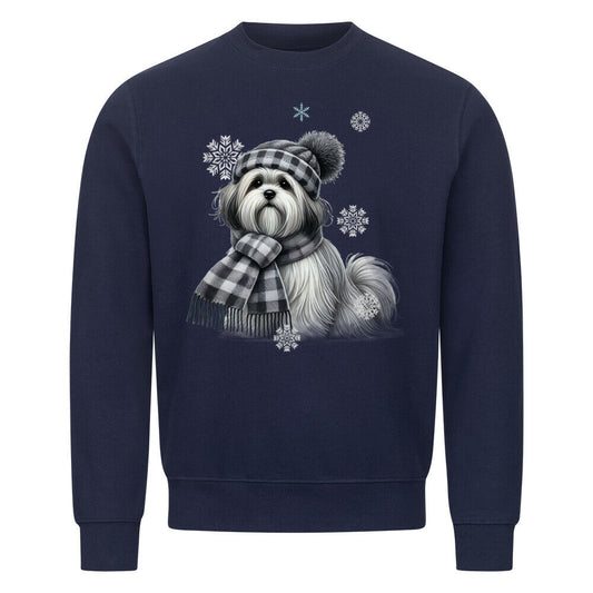Premium Sweatshirt "Lhasa Apso Winter" Navy Blue – hunde-shirt.de