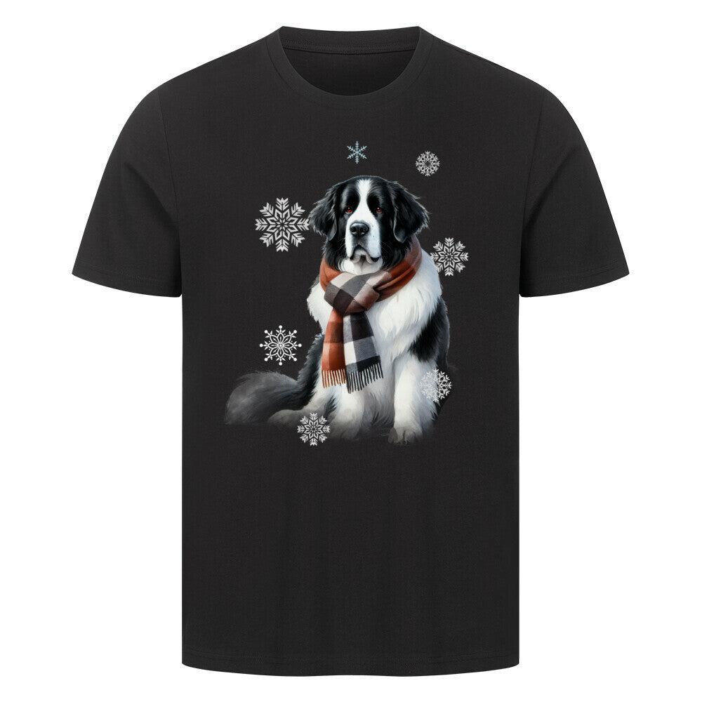 Premium T-Shirt "Landseer Winter" Schwarz – hunde-shirt.de