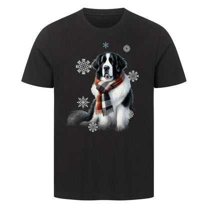 Premium T-Shirt "Landseer Winter" Schwarz – hunde-shirt.de