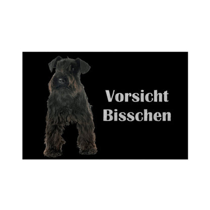 Fußmatte "Zwergschnauzer Vorsicht Bisschen" Weiß – hunde-shirt.de