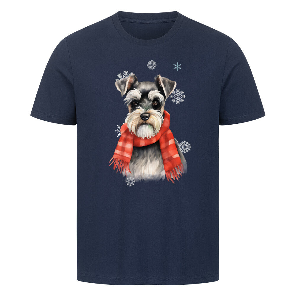 Premium T-Shirt "Zwergschnauzer Winter! French Navy – hunde-shirt.de