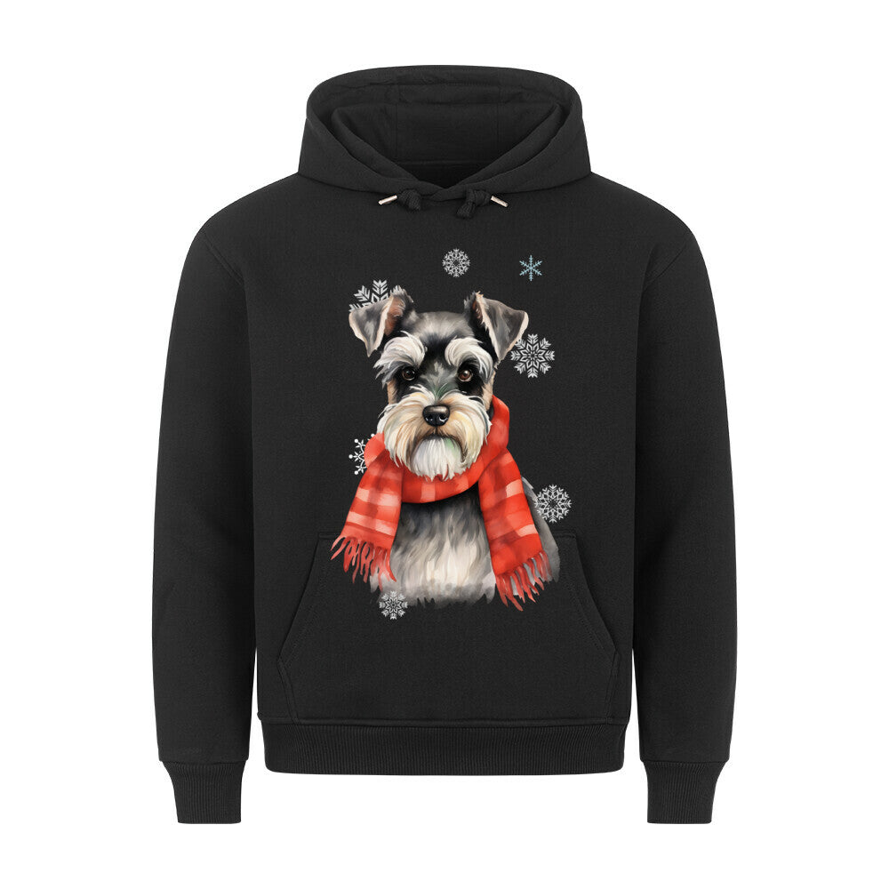 Premium Hoodie "Zwergschnauzer Winter" Schwarz – hunde-shirt.de
