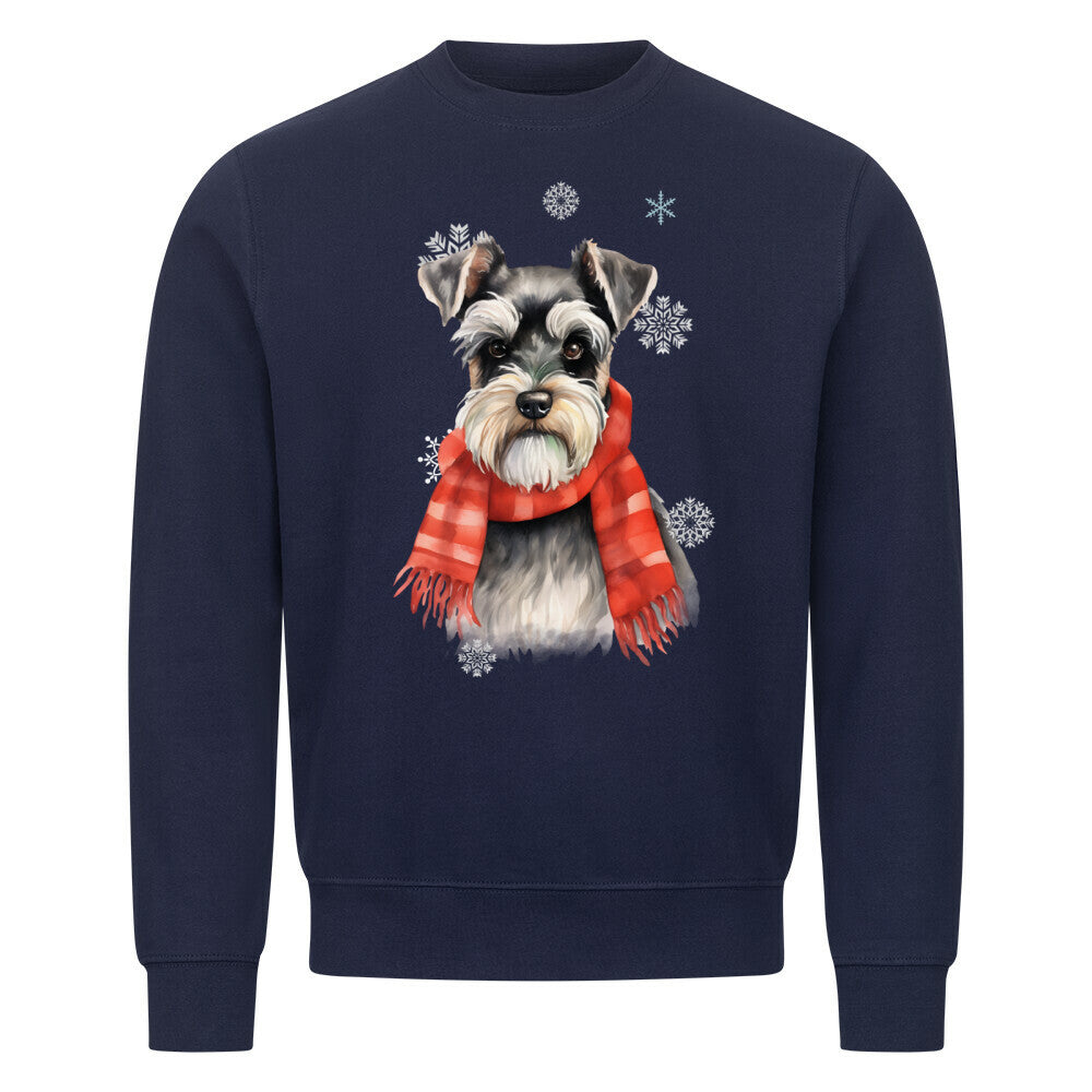 Premium Sweatshirt "Zwergschnauzer Winter" Navy Blue – hunde-shirt.de