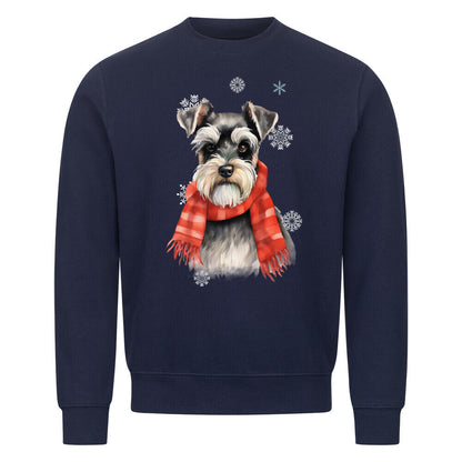 Premium Sweatshirt "Zwergschnauzer Winter" Navy Blue – hunde-shirt.de