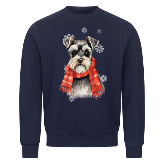 Premium Sweatshirt "Zwergschnauzer Winter" Navy Blue – hunde-shirt.de