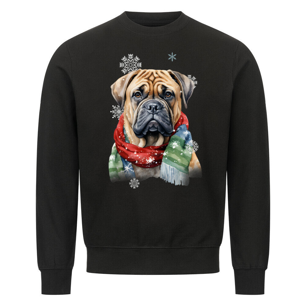 Premium Sweatshirt "English Mastiff Winter" Schwarz – hunde-shirt.de