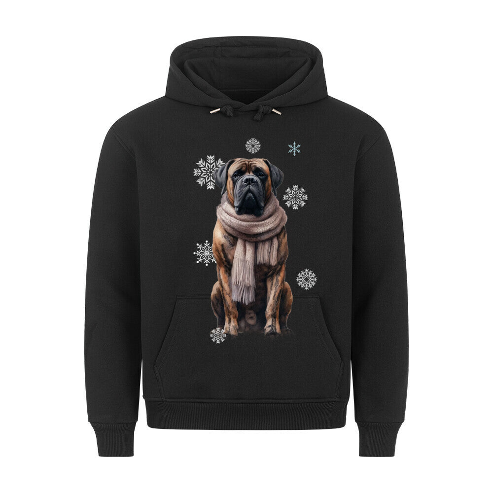 Premium Hoodie "Bullmastiff Winter" Schwarz – hunde-shirt.de