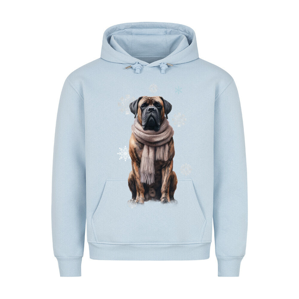 Premium Hoodie "Bullmastiff Winter" Babyblau – hunde-shirt.de