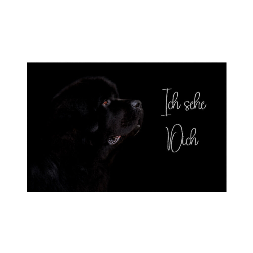 Fußmatte "Neufundländer - Ich sehe Dich" Weiß – hunde-shirt.de