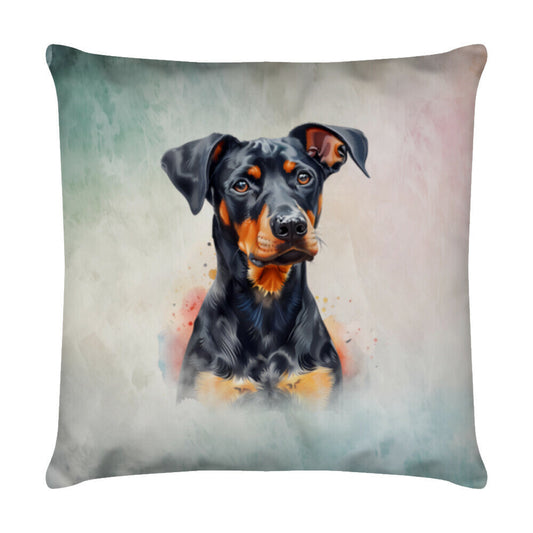 Kissen "Zwergpinscher Pastell" Weiß – hunde-shirt.de