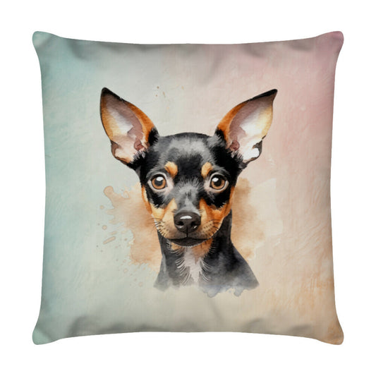Kissen "Zwergpinscher Portrait" Weiß – hunde-shirt.de