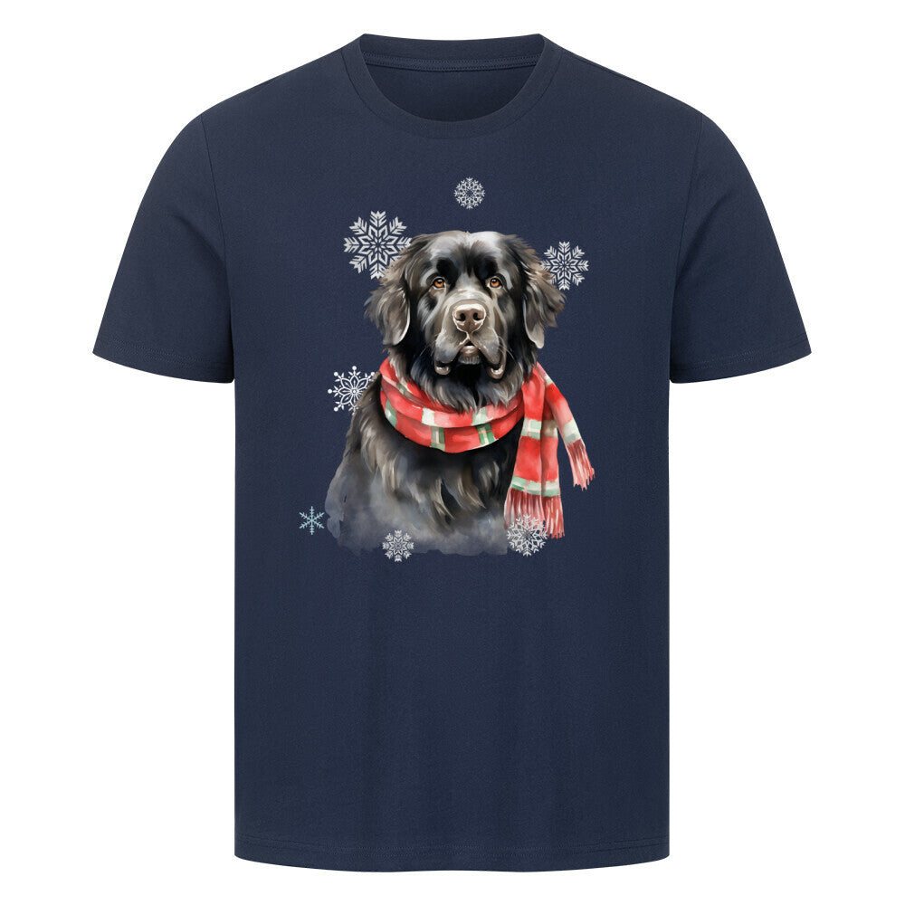Premium T-Shirt "Neufundländer Winter" French Navy – hunde-shirt.de