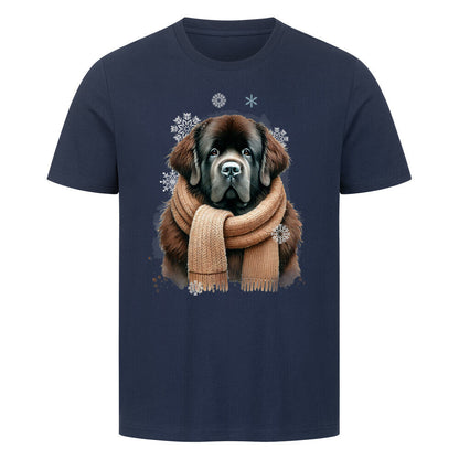 Premium T-Shirt "Neufundländer braun Winter" French Navy – hunde-shirt.de