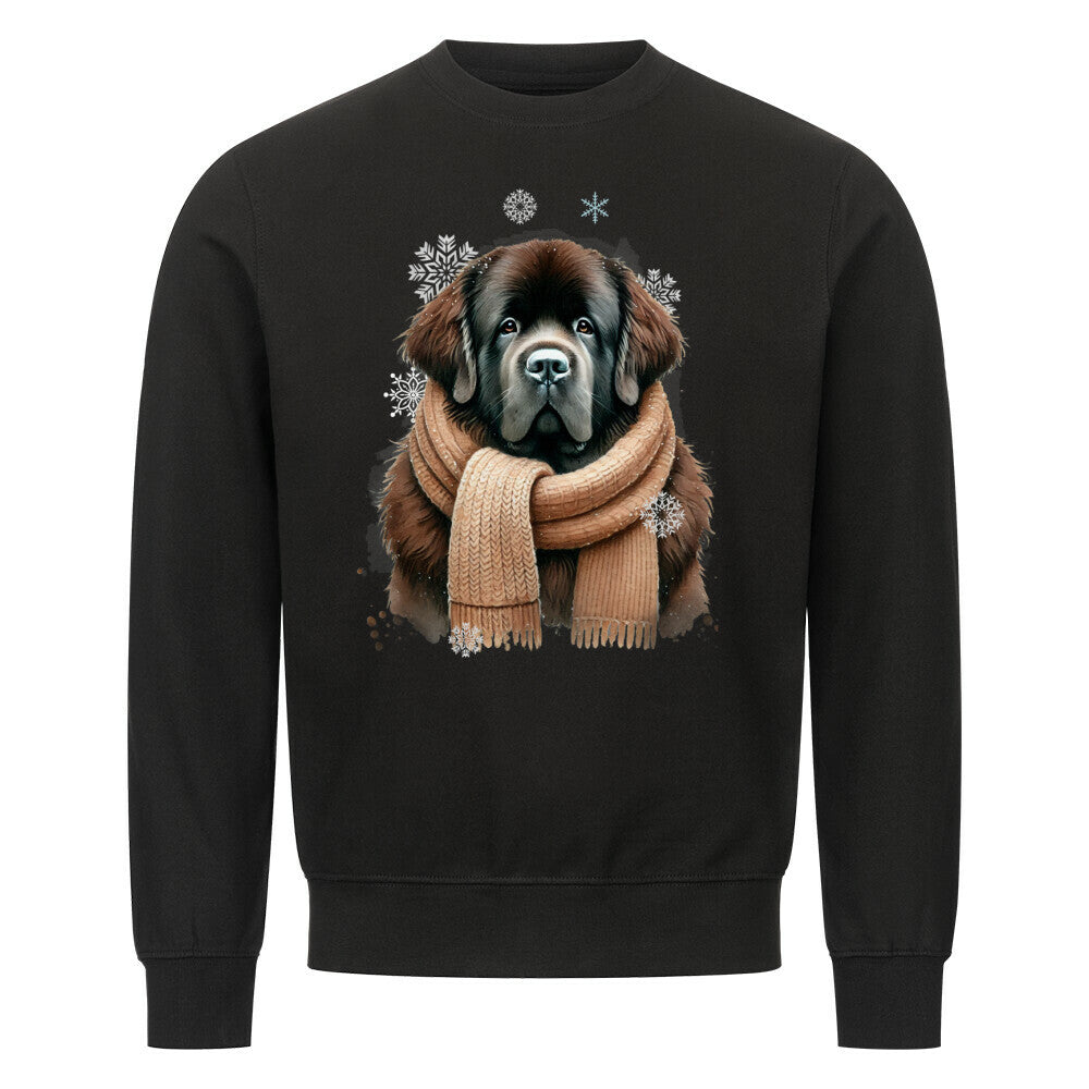 Premium Sweatshirt "Neufundländer braun Winter" Schwarz – hunde-shirt.de