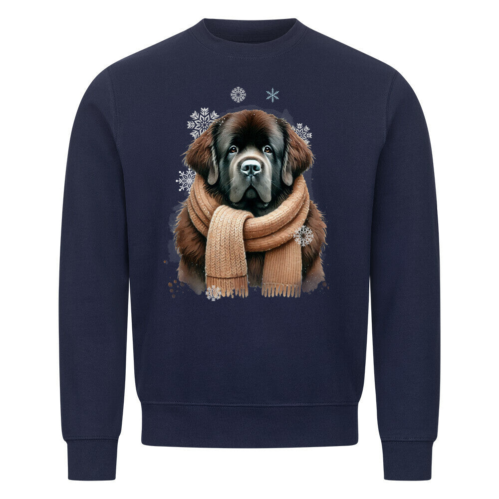 Premium Sweatshirt "Neufundländer braun Winter" Navy Blue – hunde-shirt.de