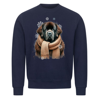Premium Sweatshirt "Neufundländer braun Winter" Navy Blue – hunde-shirt.de