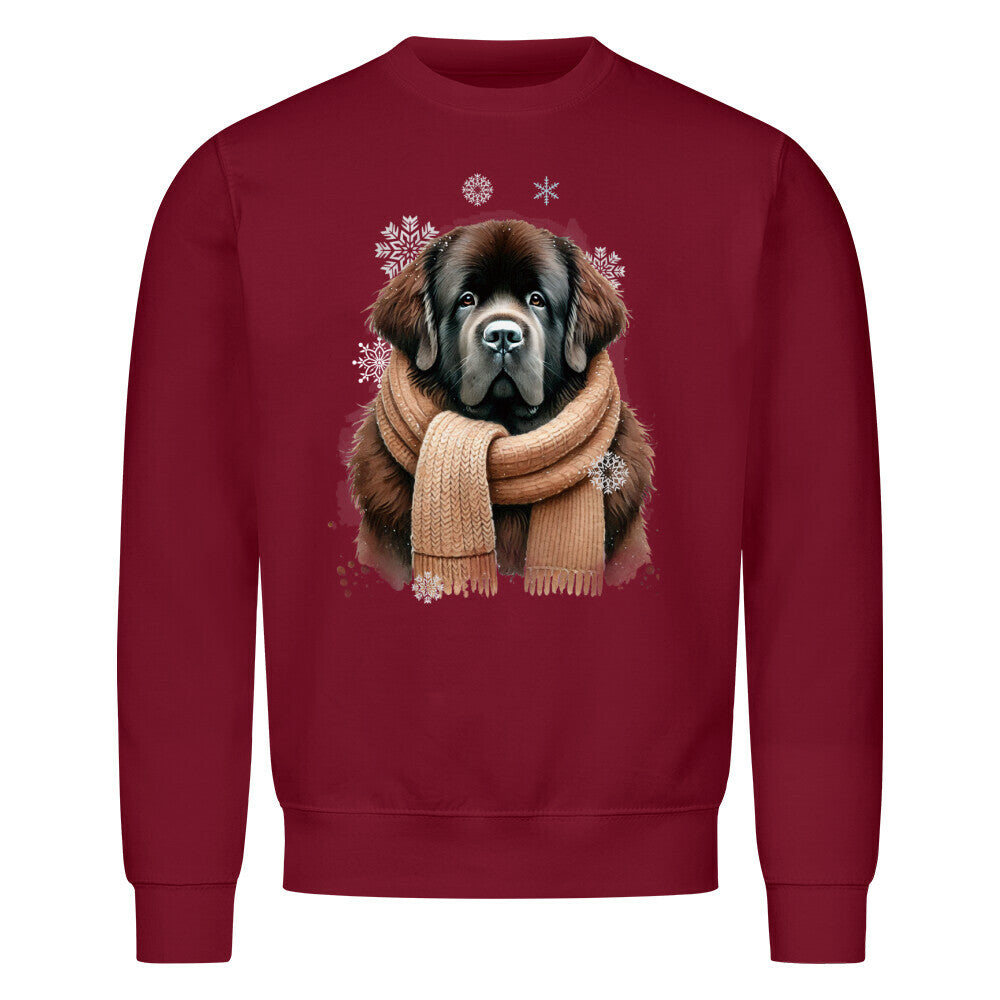 Premium Sweatshirt "Neufundländer braun Winter" Burgunder – hunde-shirt.de