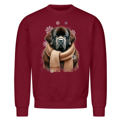 Premium Sweatshirt "Neufundländer braun Winter" Burgunder – hunde-shirt.de