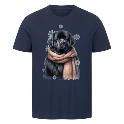 Premium T-Shirt "Neufundländer schwarz Winter" French Navy – hunde-shirt.de