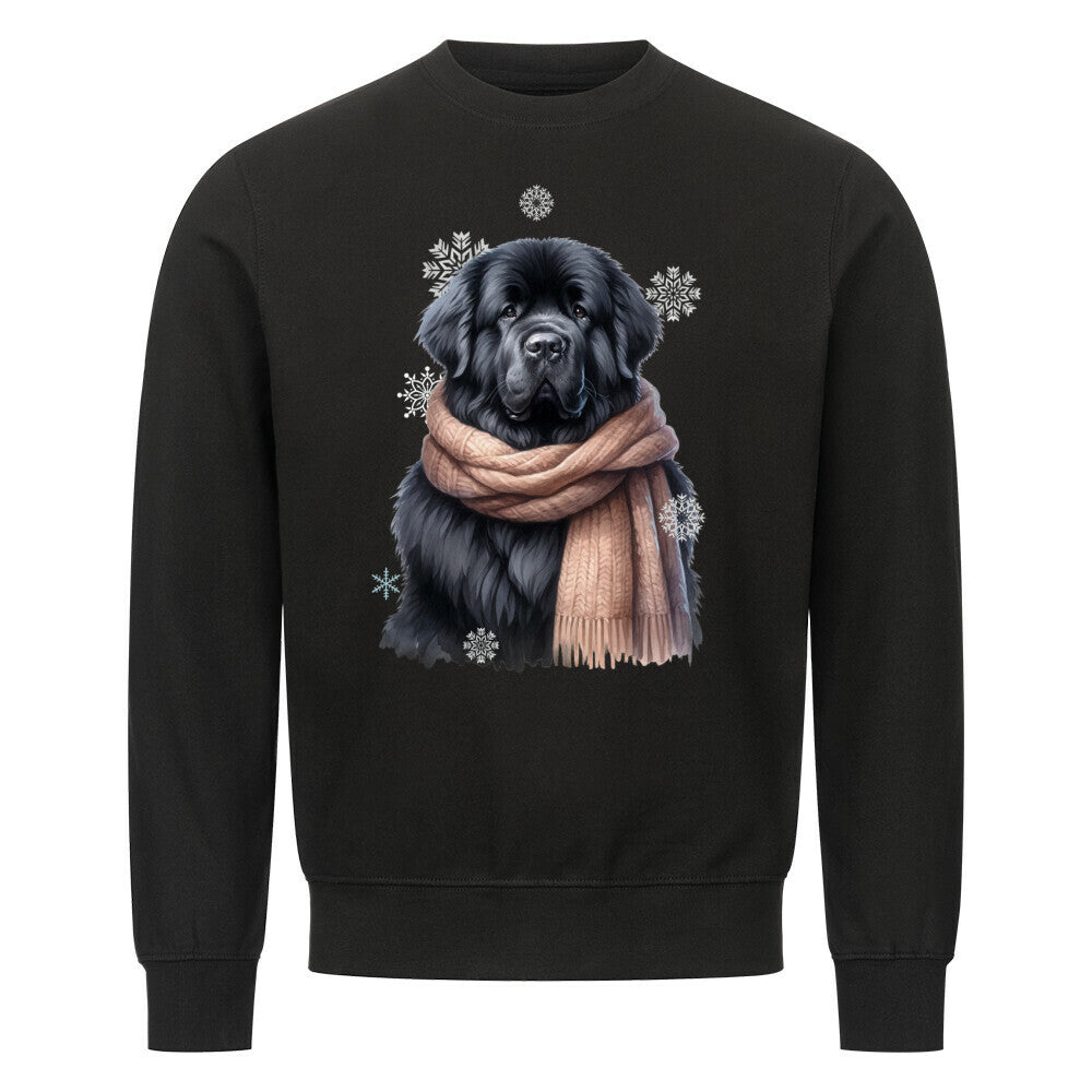 Premium Sweatshirt "Neufundländer schwarz Winter" Schwarz – hunde-shirt.de