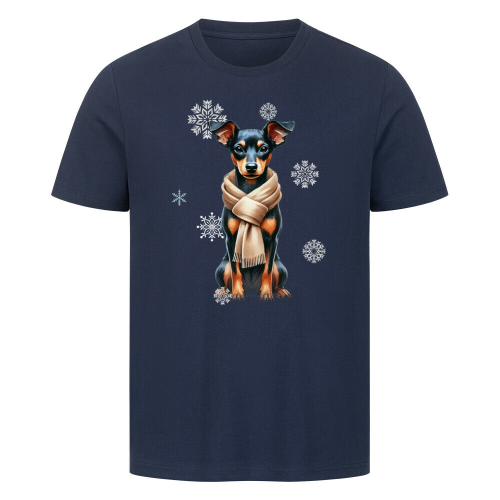 Premium T-Shirt "Zwergpinscher Winter" French Navy – hunde-shirt.de