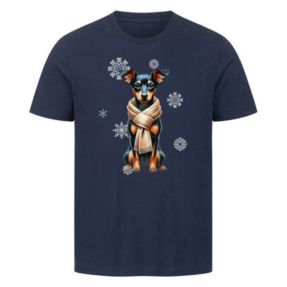 Premium T-Shirt "Zwergpinscher Winter" French Navy – hunde-shirt.de