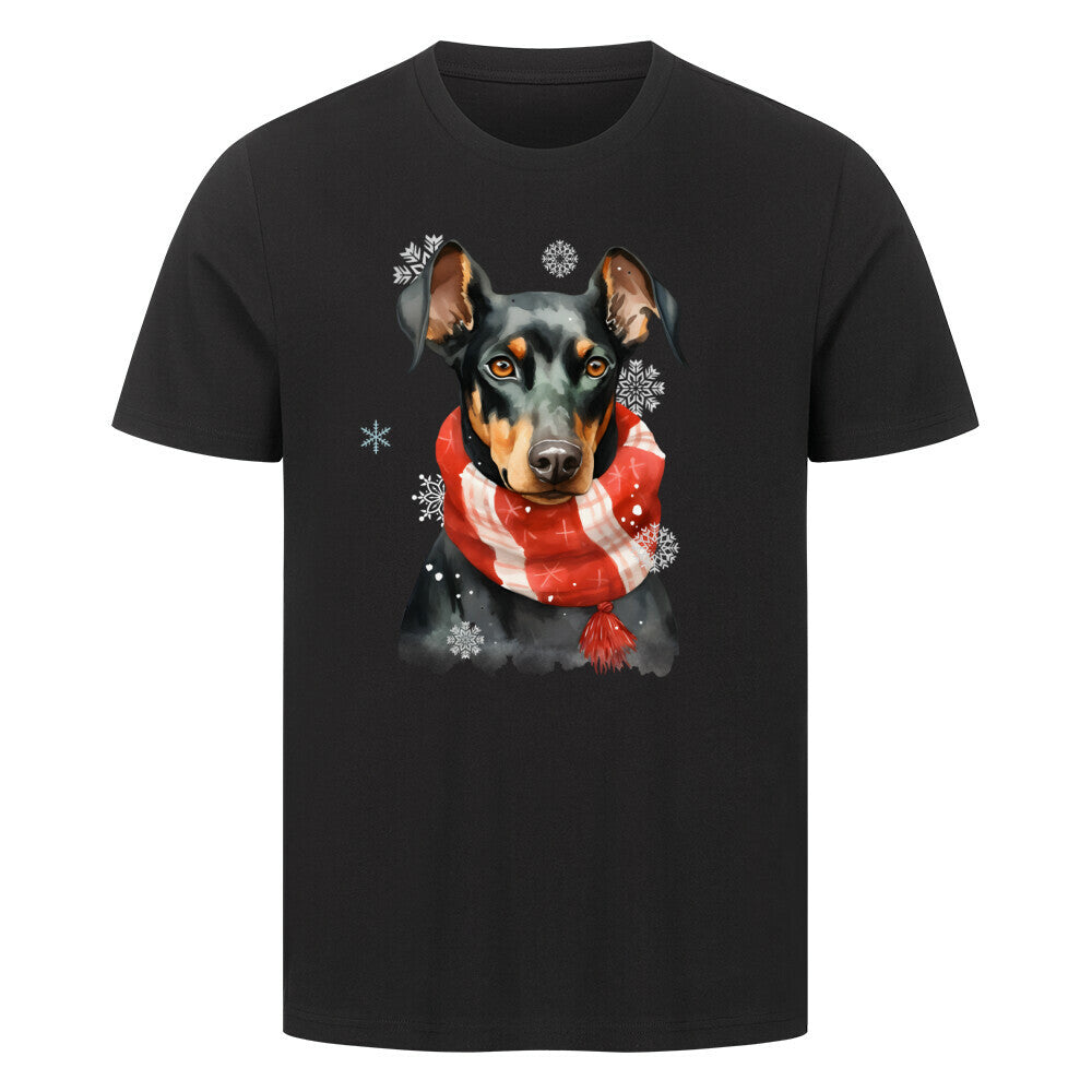 Premium T-Shirt "Deutscher Pinscher Winter" Schwarz – hunde-shirt.de