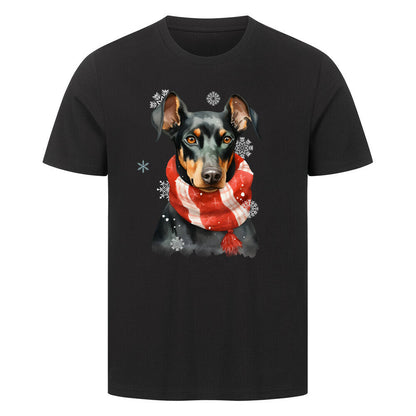 Premium T-Shirt "Deutscher Pinscher Winter" Schwarz – hunde-shirt.de
