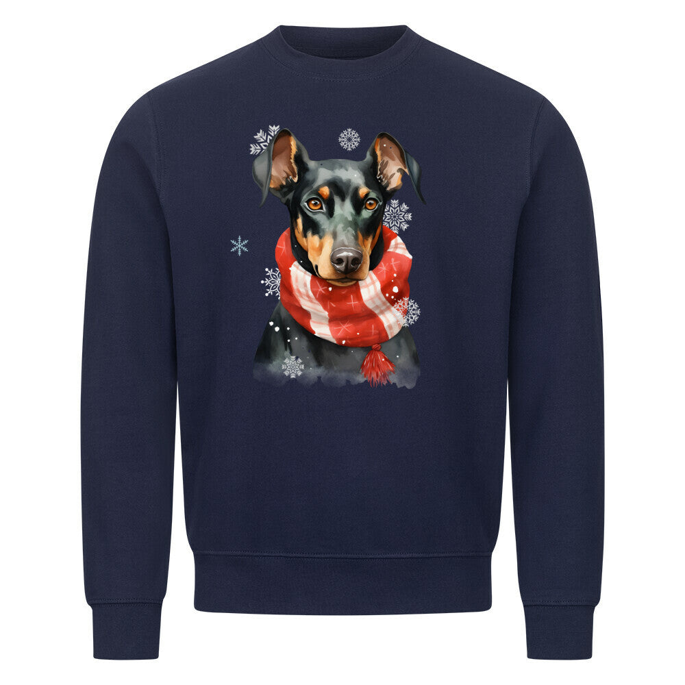 Premium Sweatshirt "Deutscher Pinscher Winter" Navy Blue – hunde-shirt.de