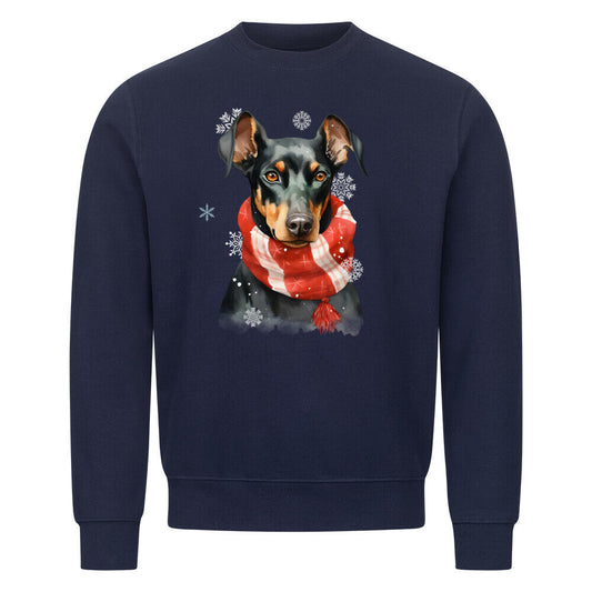 Premium Sweatshirt "Deutscher Pinscher Winter" Navy Blue – hunde-shirt.de