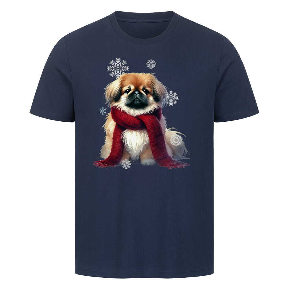 Premium T-Shirt "Pekingese Winter" French Navy – hunde-shirt.de