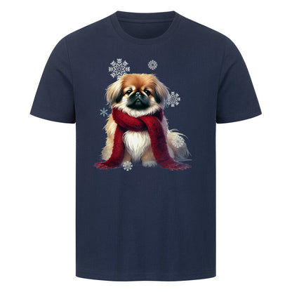 Premium T-Shirt "Pekingese Winter" French Navy – hunde-shirt.de