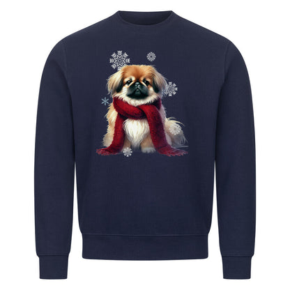 Premium Sweatshirt "Pekingese Winter" Navy Blue – hunde-shirt.de