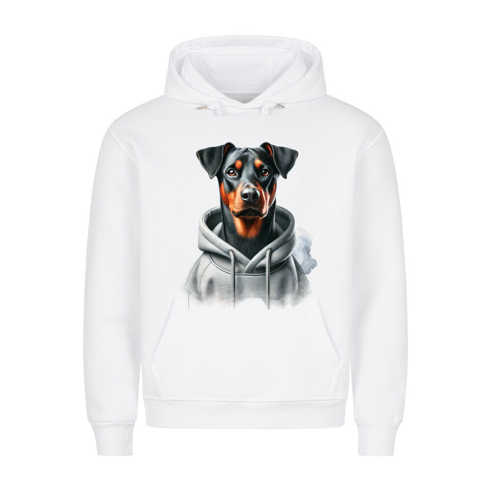 Premium Hoodie "Deutscher Pinscher Hooded" Weiß – hunde-shirt.de