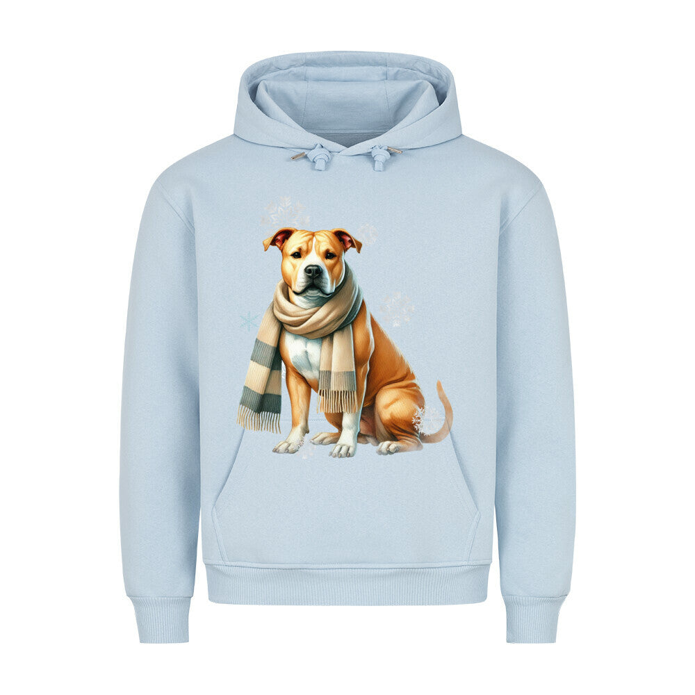 Premium Hoodie "American Pit Bull Terrier Winter" Babyblau – hunde-shirt.de