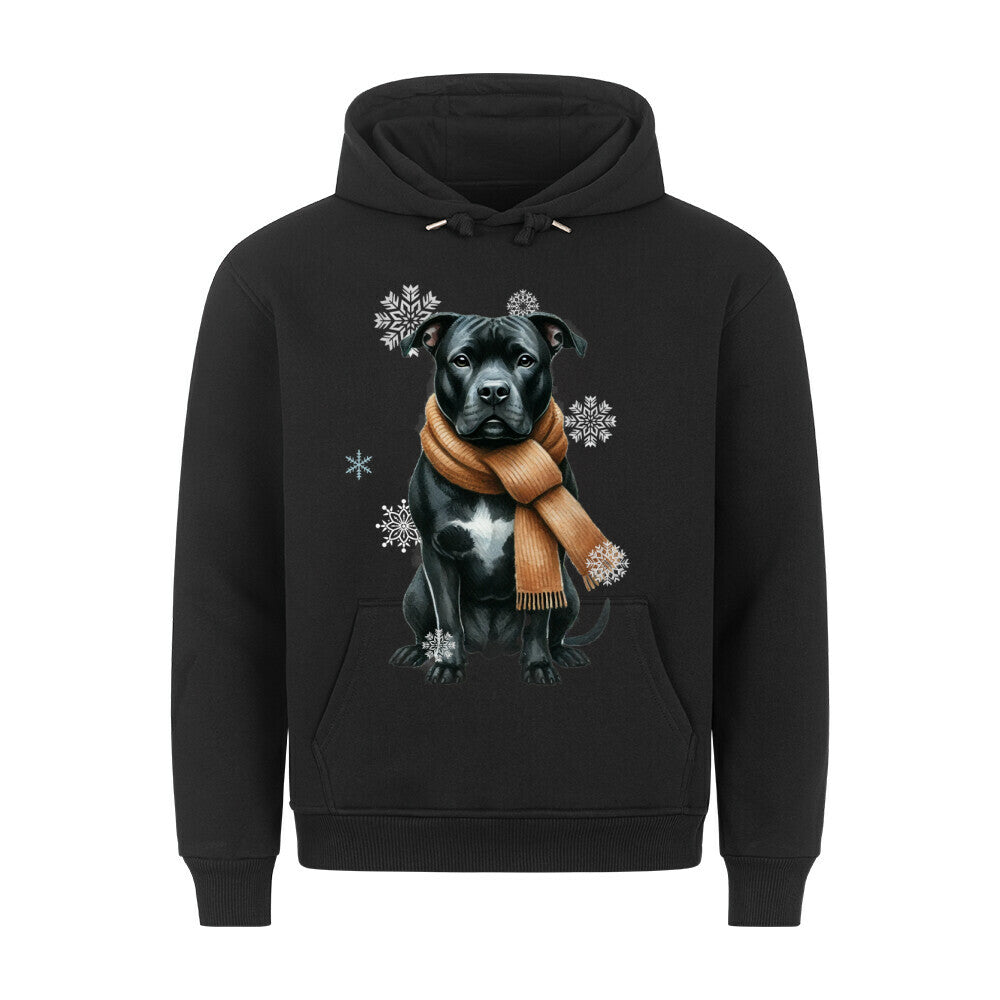 Premium Hoodie "Pit Bull schwarz Winter" Schwarz – hunde-shirt.de