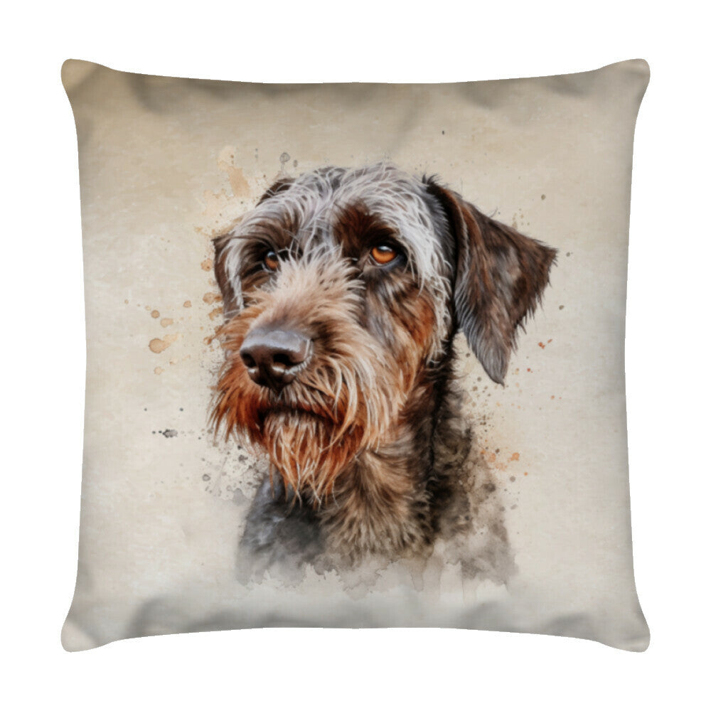 Kissen "Deutsch Drahthaar Portrait" Weiß – hunde-shirt.de