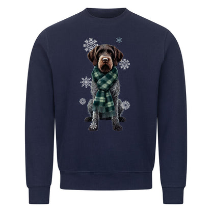 Premium Sweatshirt "Deutsch Drahthaar Winter" Navy Blue – hunde-shirt.de