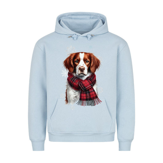 Premium Hoodie "Brittany Spaniel Winter" Babyblau – hunde-shirt.de