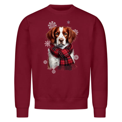 Premium Sweatshirt "Brittany Spaniel Winter" Burgunder – hunde-shirt.de