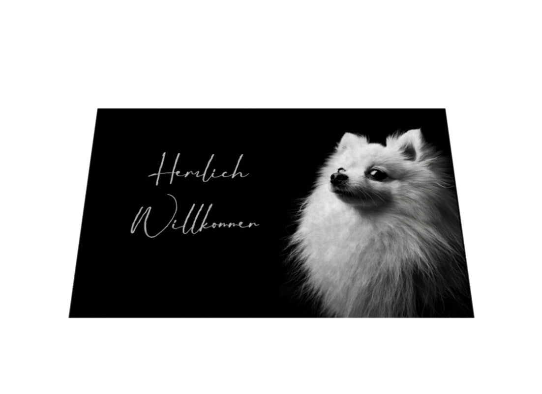 Fußmatte "Zwergspitz - Herzlich Willkommen" – hunde-shirt.de