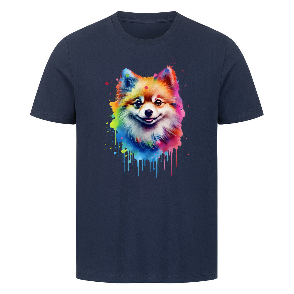 Premium T-Shirt "Pomeranian Paint" French Navy – hunde-shirt.de